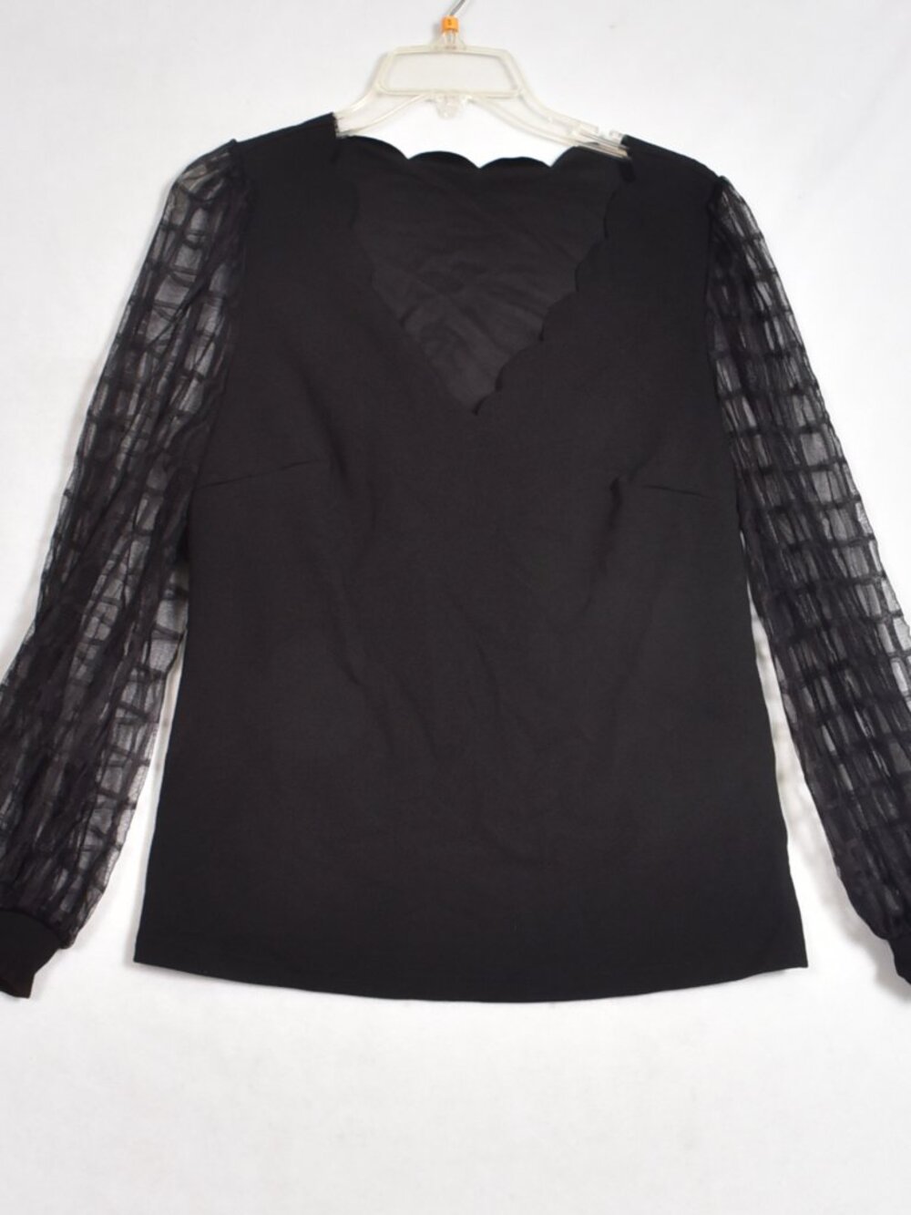 Shein Women's Black Sheer Long Sleeve V Neck Blouse Size 1XL